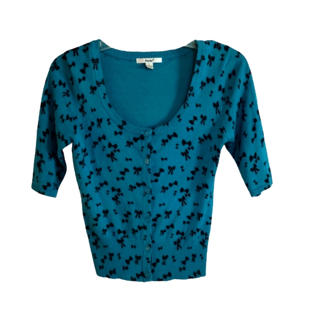 Papaya Short sleeve Bow Cardigan
